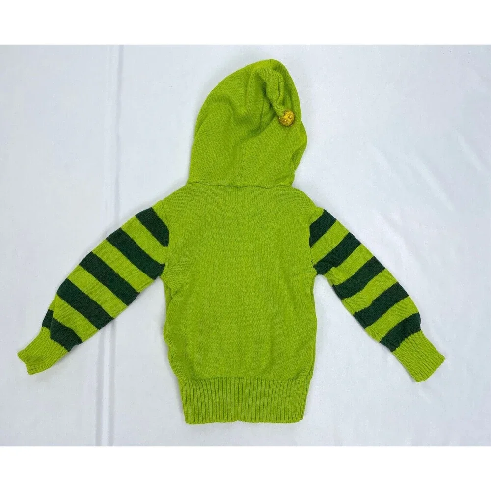 Baby 12 Months Knit Green Grinch Face Sweater Hood‎ Christmas